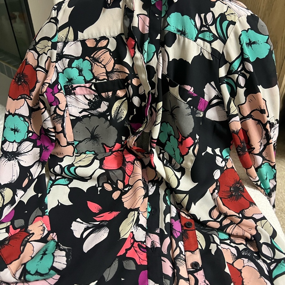 Express Multicolor Floral Shirt - small
